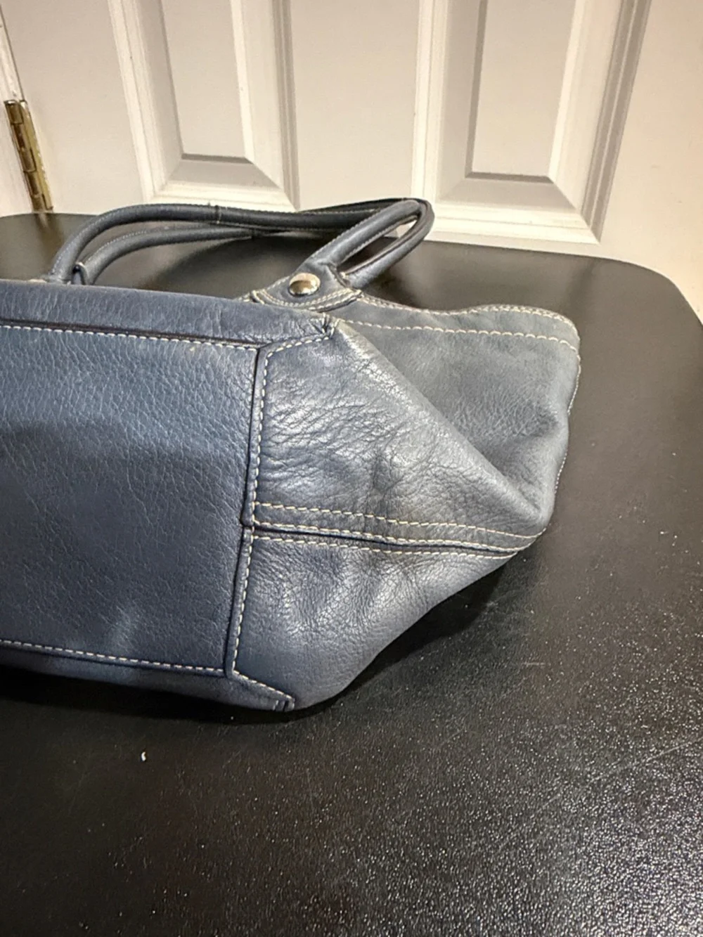 Coach Blue Leather Tote with Top Handles 18386